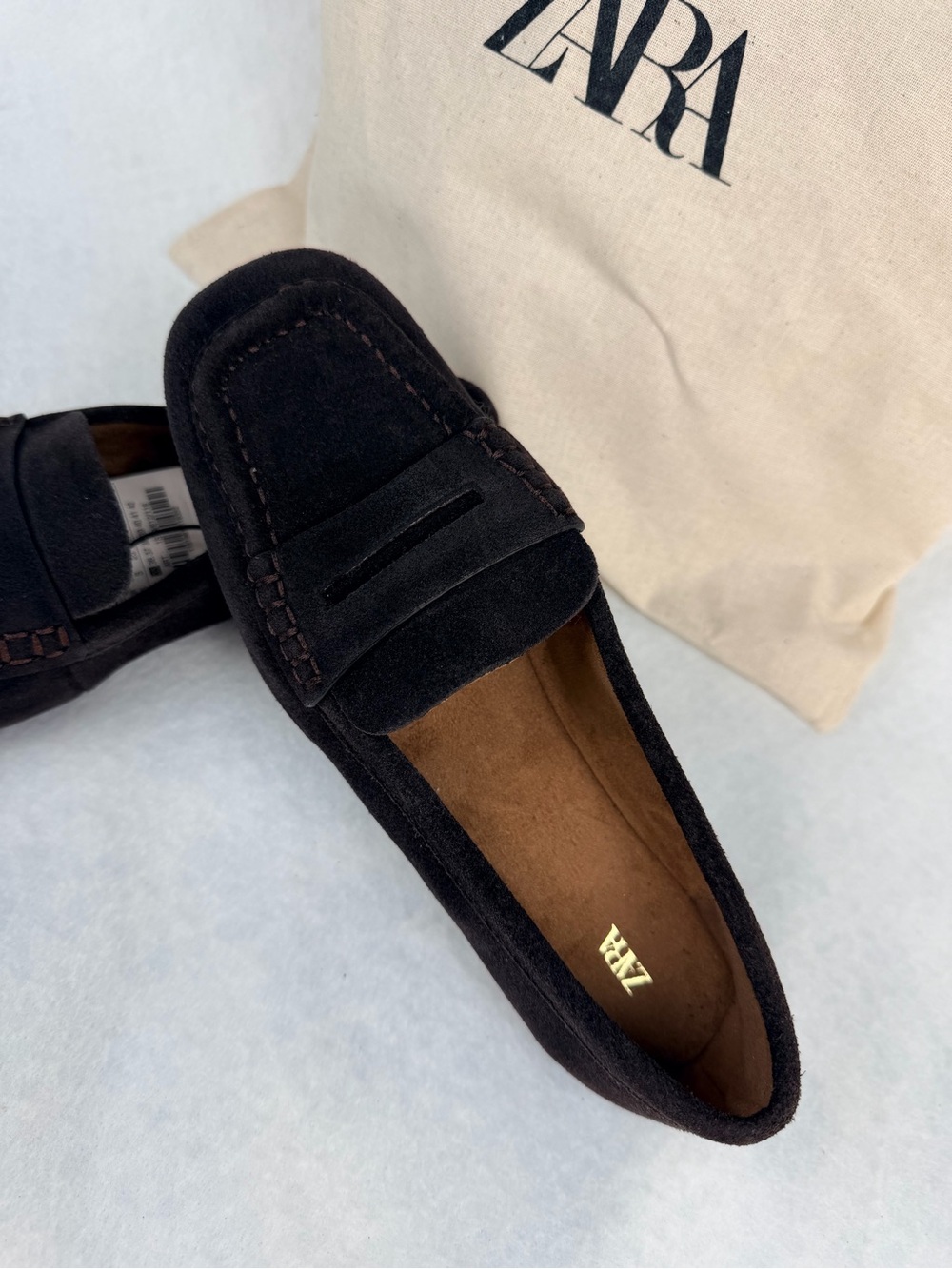 Zara Women’s Split Leather Loafers Chocolate Brown Size 5